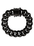 Bracelet Steel Simulated Men's Shaquille Black Stainless IP Curb O'Neal Plated Diamond