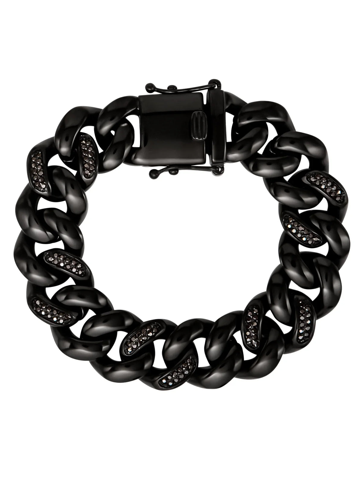 Bracelet Steel Simulated Men's Shaquille Black Stainless IP Curb O'Neal Plated Diamond