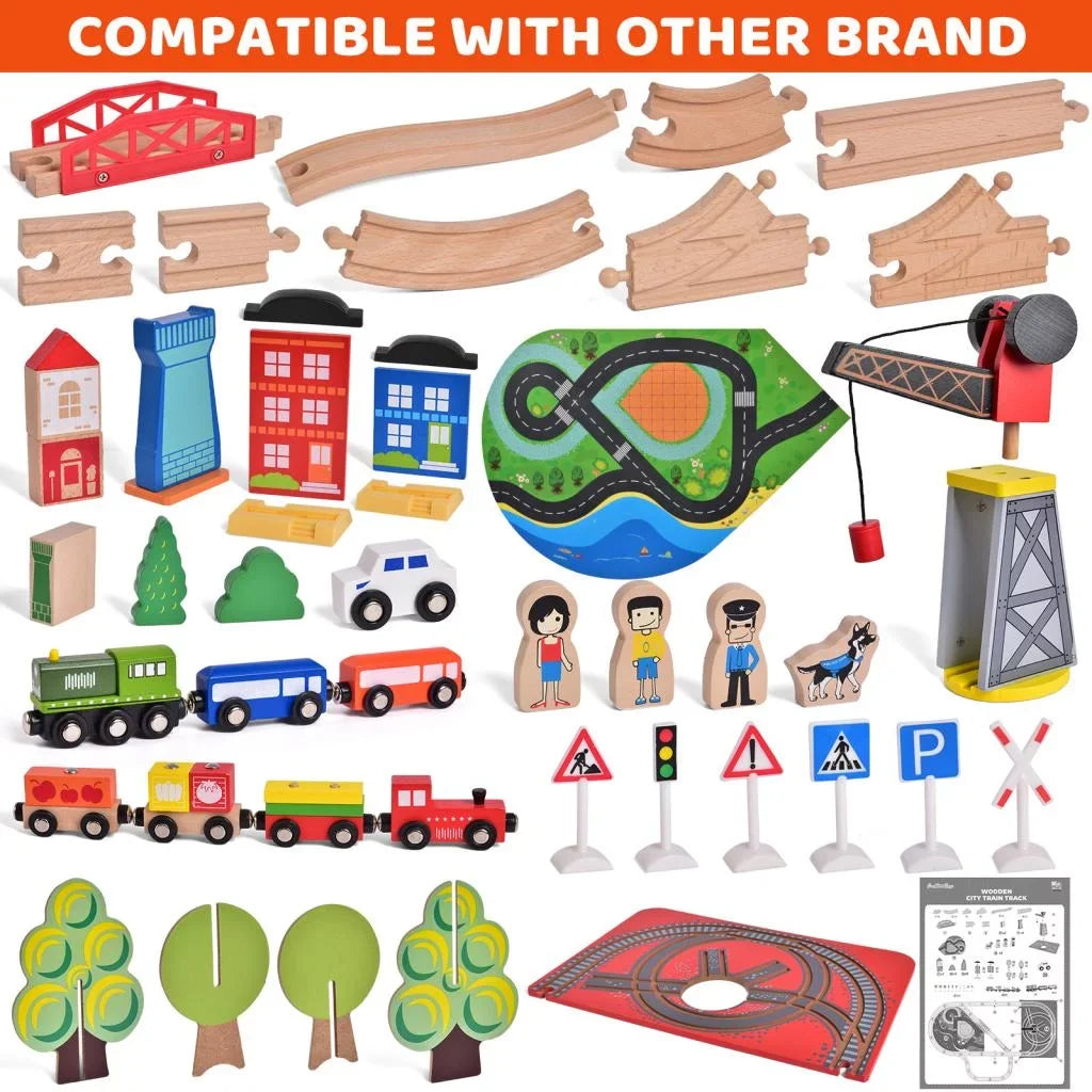 Little Enchanting Set Set, for Fun 88PCs Play Toys Wooden Age Train Toddlers 3+ Wooden