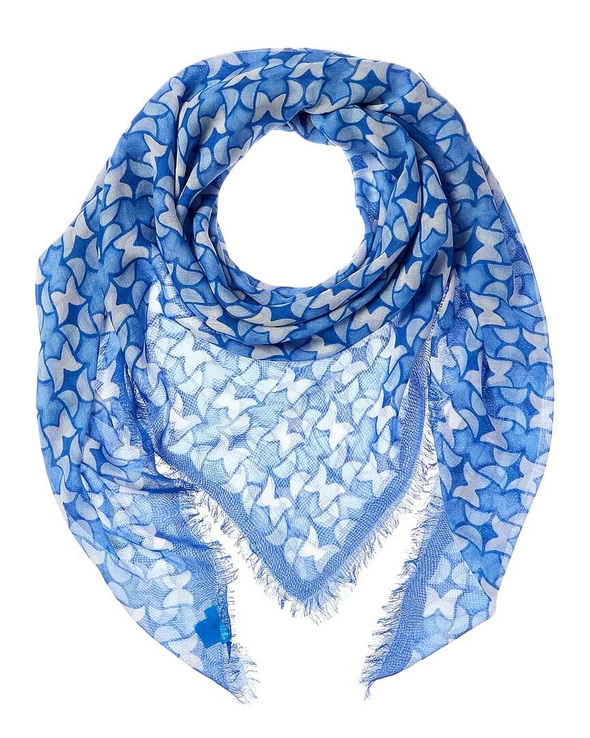 J.McLaughlin Blue Silk-Blend Giselle os, Scarf,