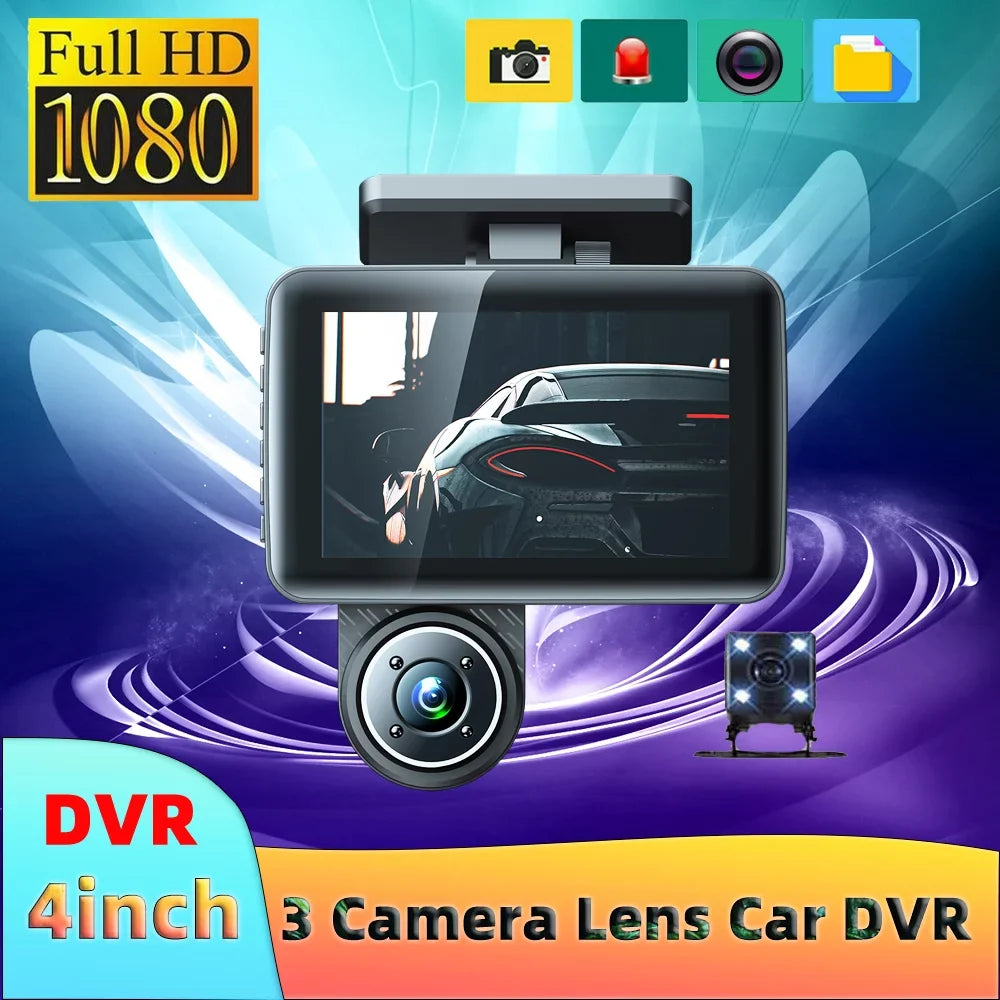 Mirror Car Dcenta Recorder 3 Camera Recorder Recording Clear Auto Rearview Car Dash Camcorder 4in Driving Video Safety Cameras Car Angle Cam Wide