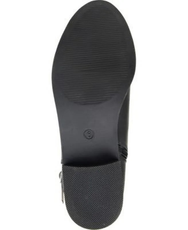 Zip-Up Comfort Frenchy Goring Riding Black Boot Almond Buckle WC Accent COLLECTION Heel 8.5 Block  Toe JOURNEE
