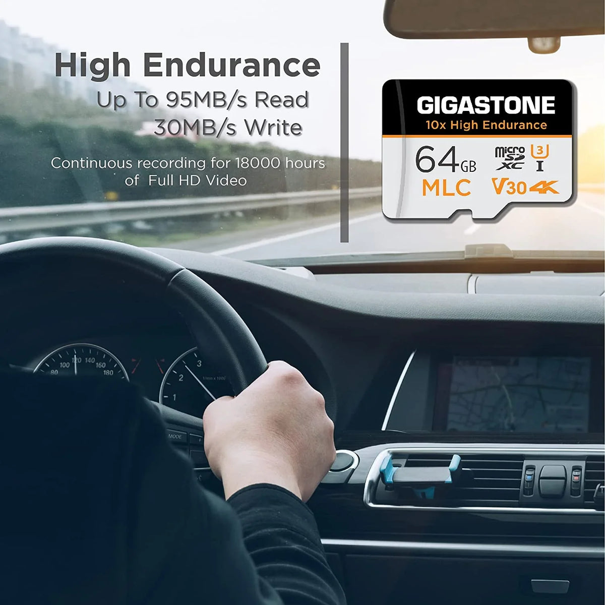 Gigastone 64GB Endurance 100MB/s, Compatible SD (MLC) U3 Card, Recording, 10x Cam, MLC C10, High Video Pack Security (2x64GB) Surveillance Dash Micro Cam, 4K 2