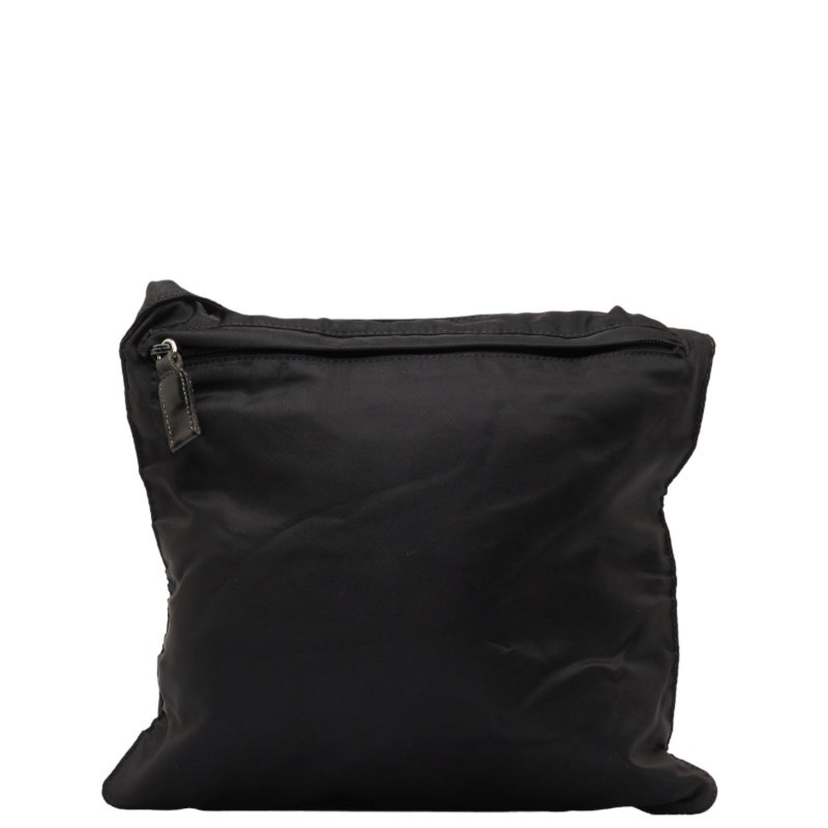 Nylon PRADA Prada Bag Women's Black Plate Leather (Fair) Shoulder Triangle Pre-Owned