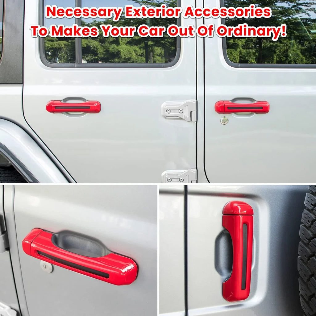 Gladiator E-cowlboy Cover for Jeep Handle JT 5PCS) JLU Wrangler Accessories Sports (Red Unlimited JL & Rubicon 2018-2022 Freedom Inserts Exterior Trim+Tailgate Handle Sahara 2-Door Cover Door 4-Door