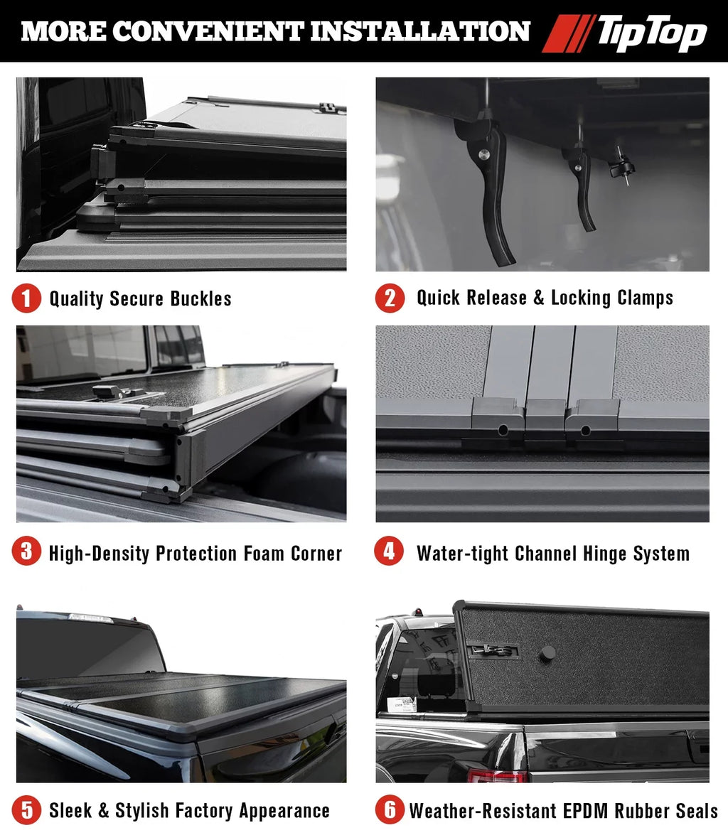 (60.3") The Deck TIPTOP or Tri-Fold | Top Truck System| Tacoma Without Bed Rail FRP With Tonneau For |For On 2005-2015 Hard TPM3 5ft Models Cover Bed