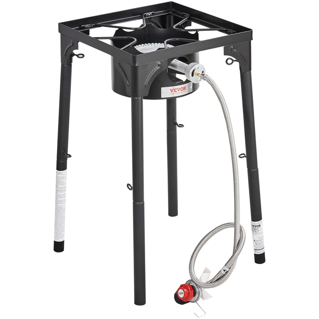 Stand Cooking SKYSHALO BBQ Stove Heavy Gas Camping w/Detachable Outdoor Propane Stove & Cooker Legs Single 30000BTU Burner Duty Gas Regulator, Adjustable PSI Cooker Portable Burners