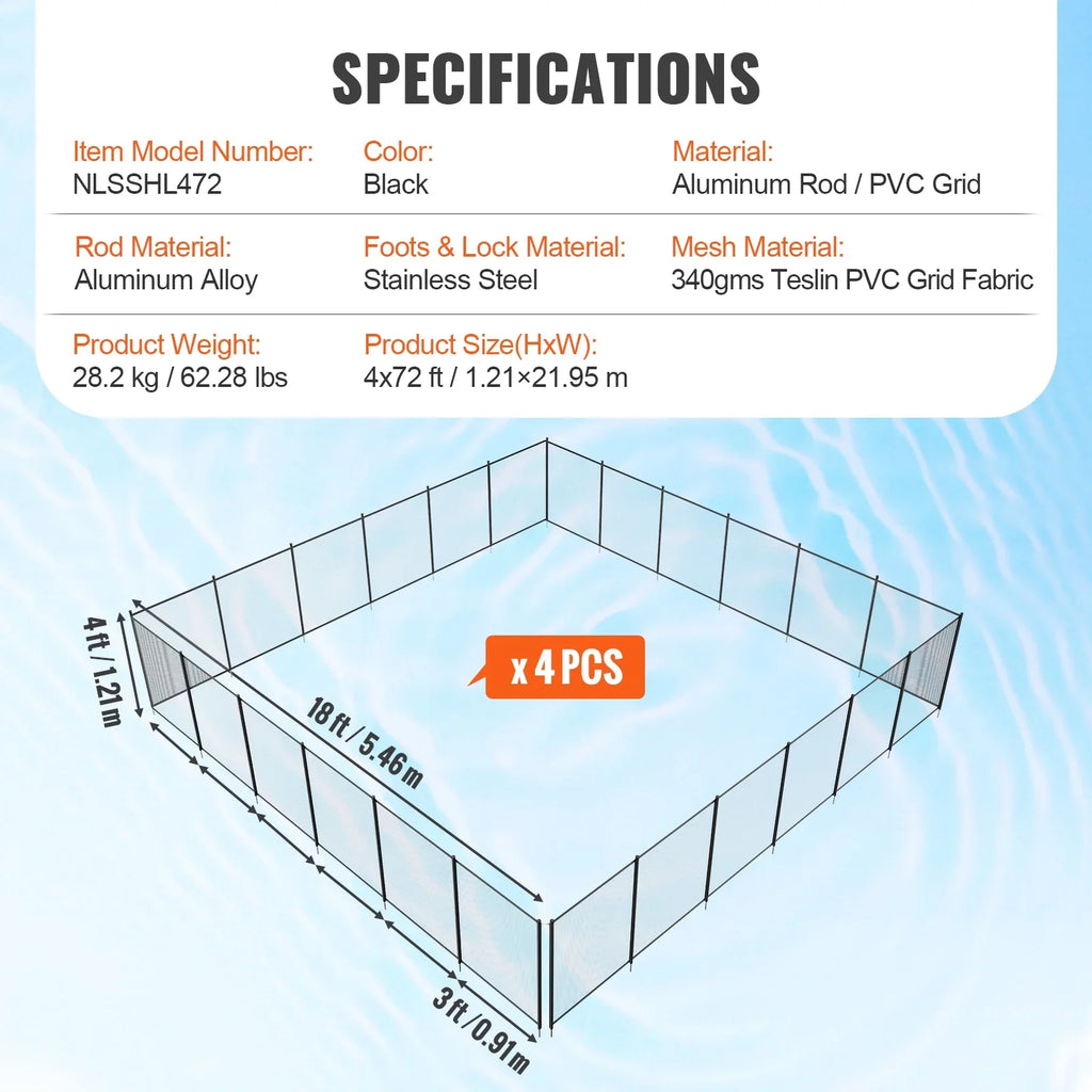Fences SKYSHALO FT 72 Pool 4 for x Pool Outdoor Pools Removable Inground Fence