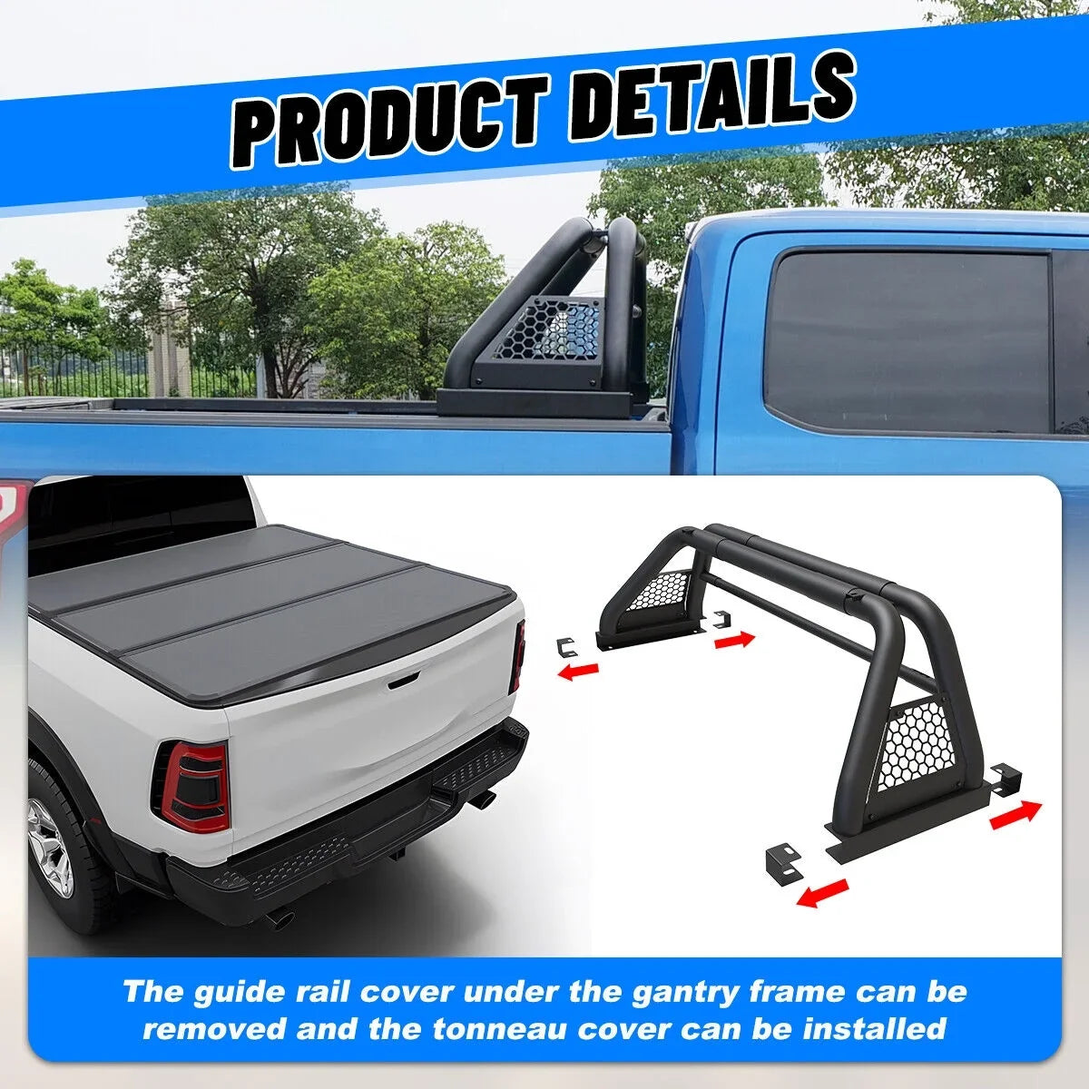 Bed Fit 62.9-74.7" and For sierra Bar Bar Chase Rack Adjustable silverado/GMC Truck Chevy 1999-2013 2019-2023 Roll Sport