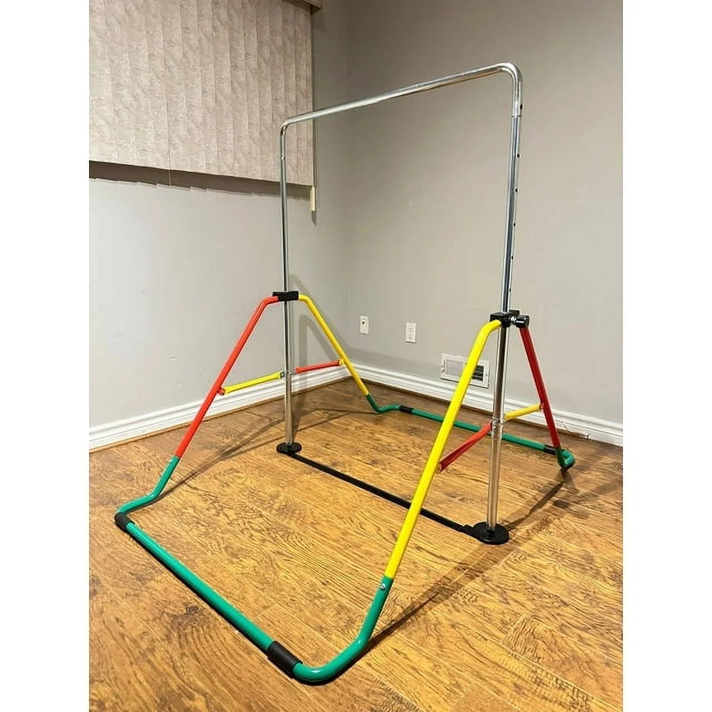Home for Kids' Monkey Folding Playground Equipment - - Boys/Girls Horizontal Bar Expandable - Gymnastics Kip Training for Height-Adjustable Bar Bar (Red/Yellow) Bar Gymnasts Junior