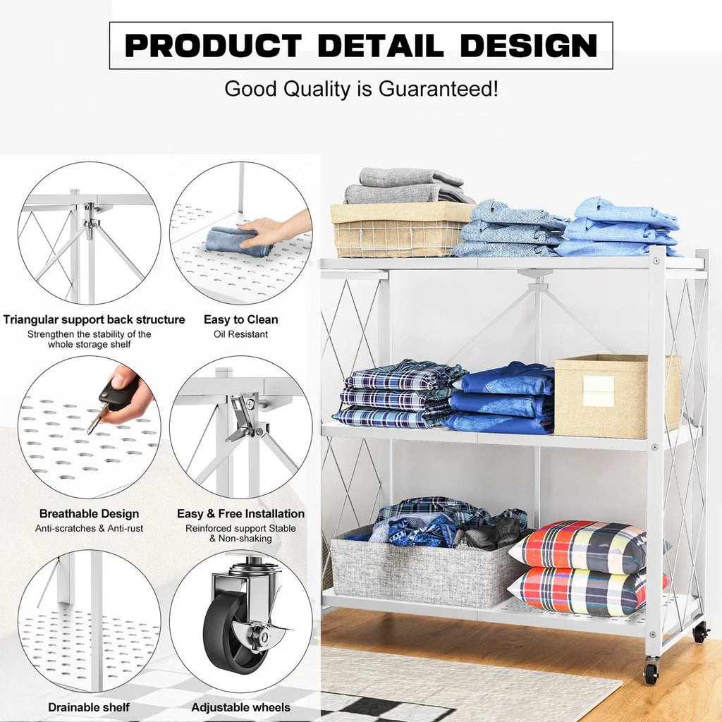 QRInnovations  Design Duty Shelving Tier Rack White Heavy 3/4 Modern Storage