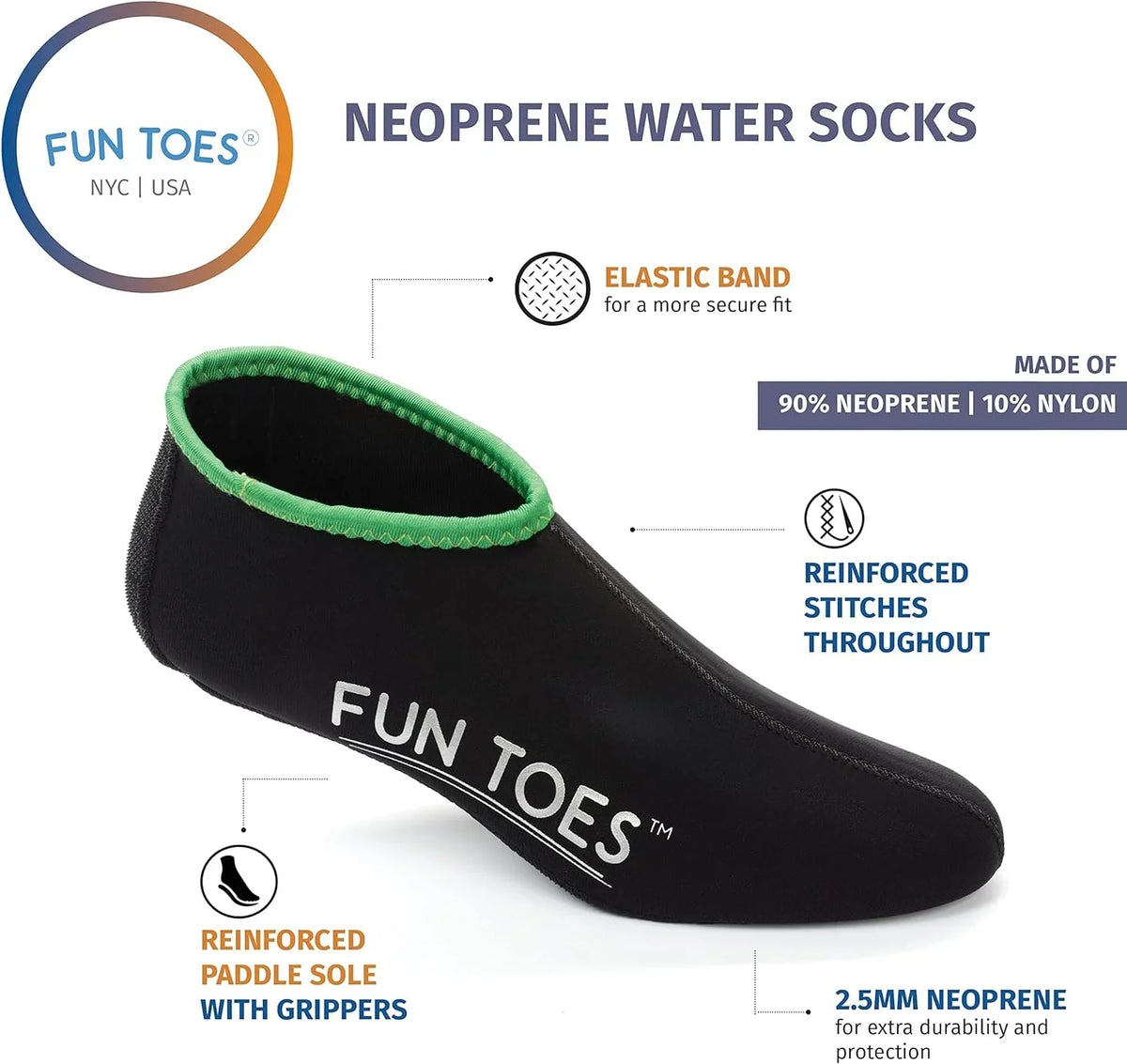 2.5MM Jet PAIRS Scuba Diving, Sports FUN skiing Neoprene Socks 2 Snorkeling, Fin Women for Liquid TOES for Men Socks Paddling,