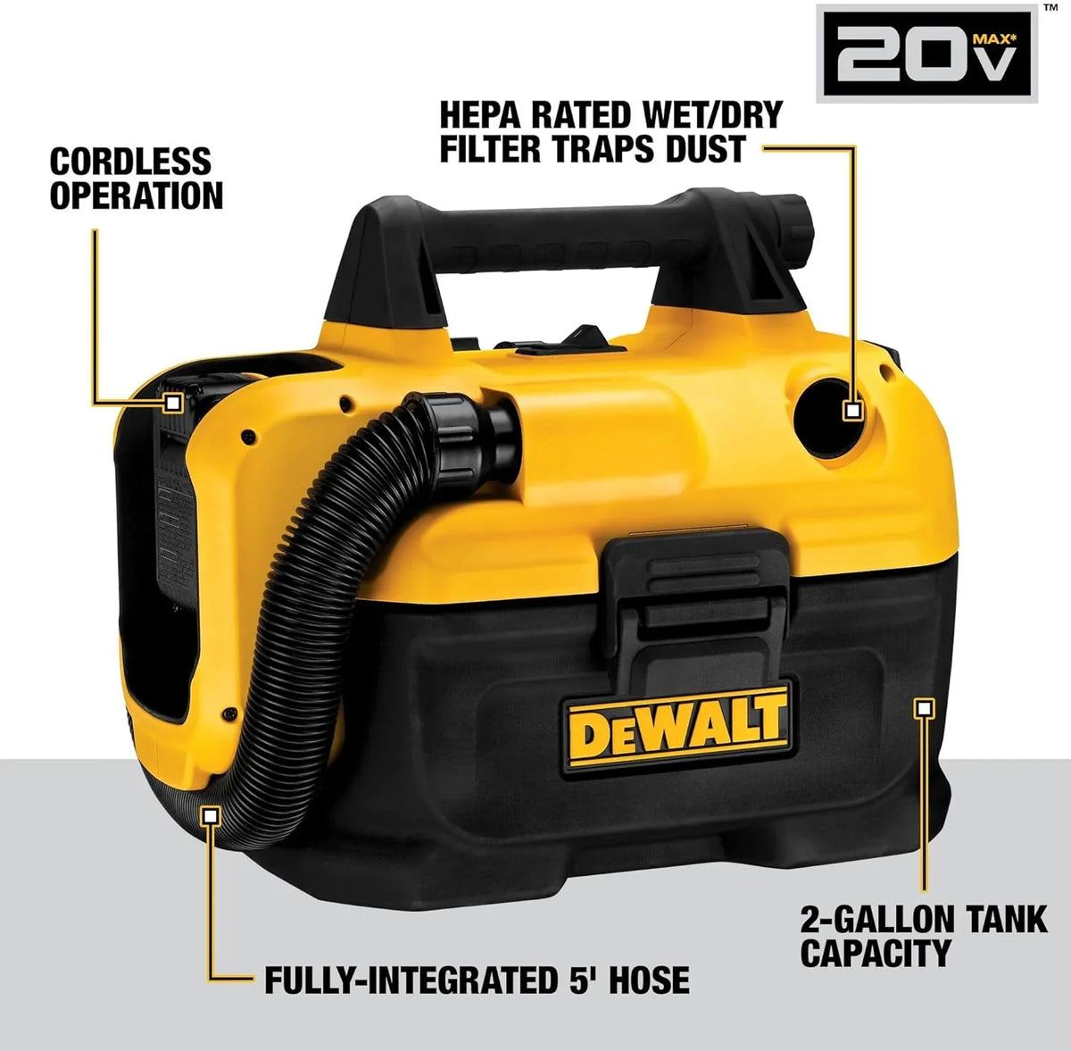 20V Tool 12.80 x Wet-Dry Cordless Yellow, (DCV580H),Black, Only Inch 17.10 12.30 Inch Vacuum, Inch x MAX