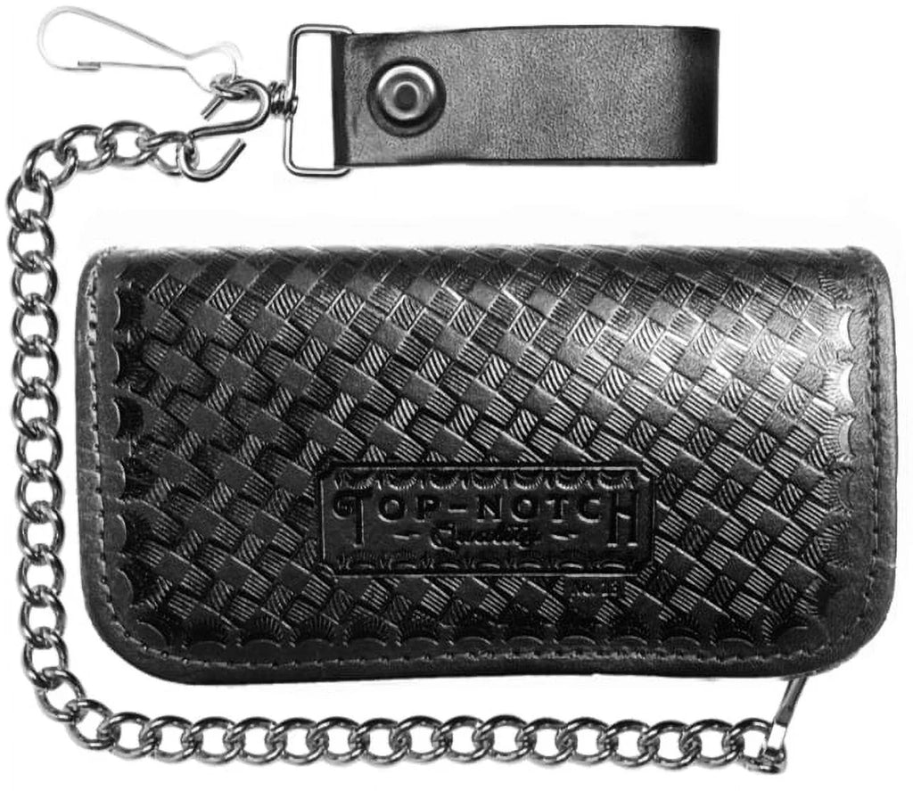 Old Embossed Genuine Chain 6" Time Black Lucky Leather 13 Wallet