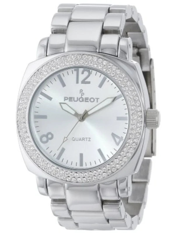 Bracelet Silver Bezel Peugeot Link Watch Swarovski Boyfriend with 7075S All Women's Oversized Crystal