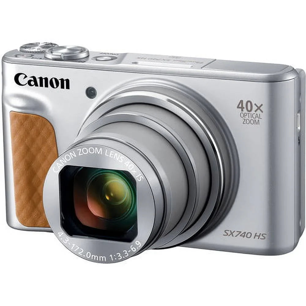 PowerShot 64 Card Camera Digital + Tripod (Silver) Batteries GB 2 + with + Case Canon Camera SX740 HS Premium