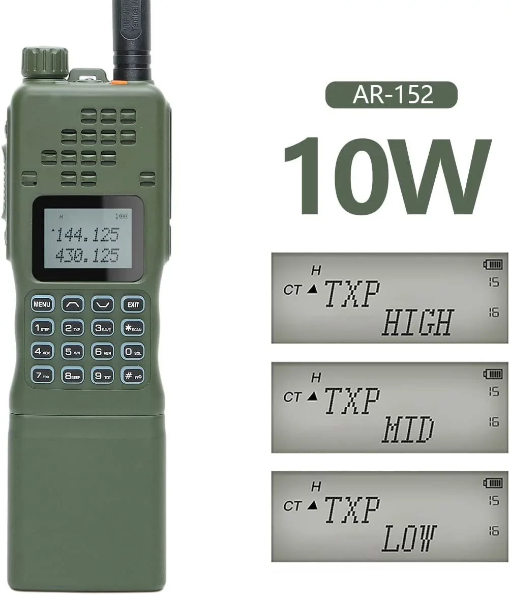 Walkie Bag Antenna,USB Kit and Talkie with Long Rechargeable Two Radio Full mic,18.8 Programming Foldable 10W ABBREE&BaofengAR-152 Charger Range Tactical Way AR-152 Cable Shoulder Cable,AR-152 inch