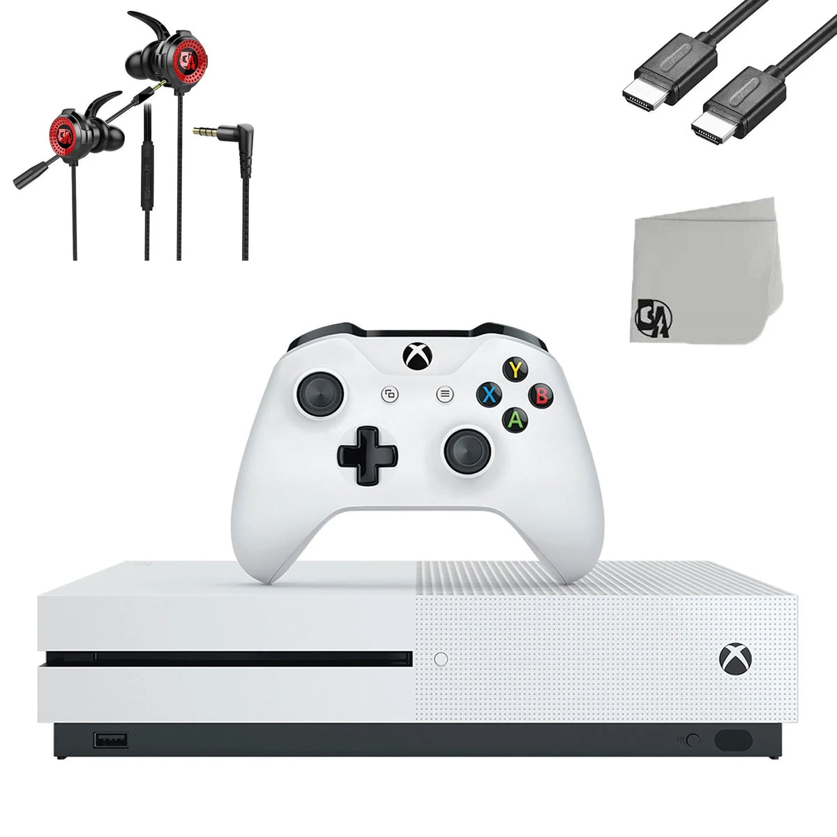 Gaming With Bundle One Xbox Gaming Console BOLT White S + Earbuds Microphone 500GB Pre-Owned Microsoft AXTION