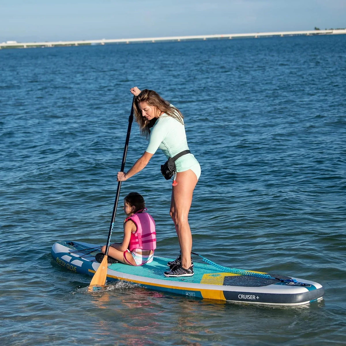 Paddle Stand Glove Up White/Blue Package, Body Board Inflatable Cruiser