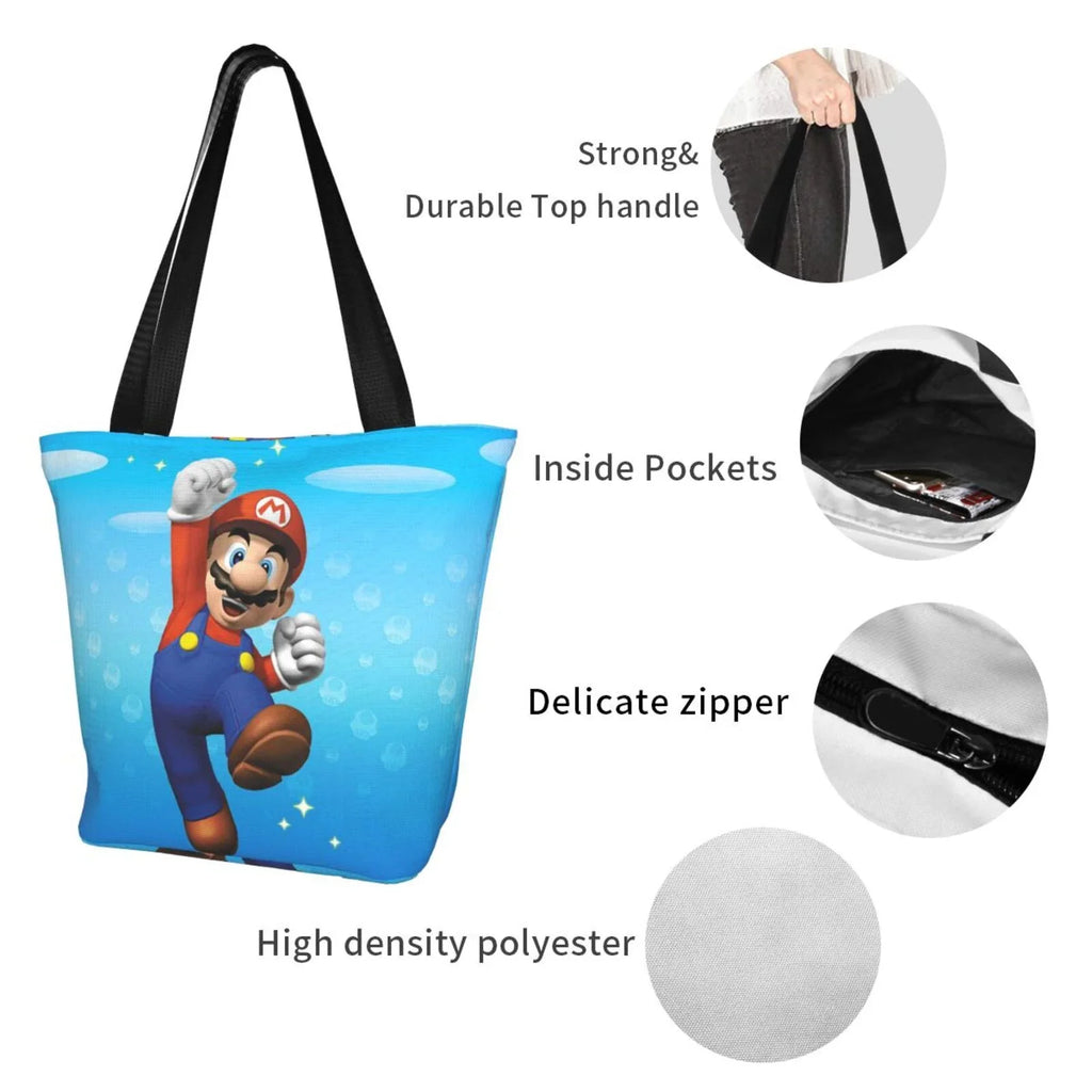 Beach Super School Shopping Women's Tote Funny Mario Shoulder Travel Large Business Work Handbag For Bag Capacity