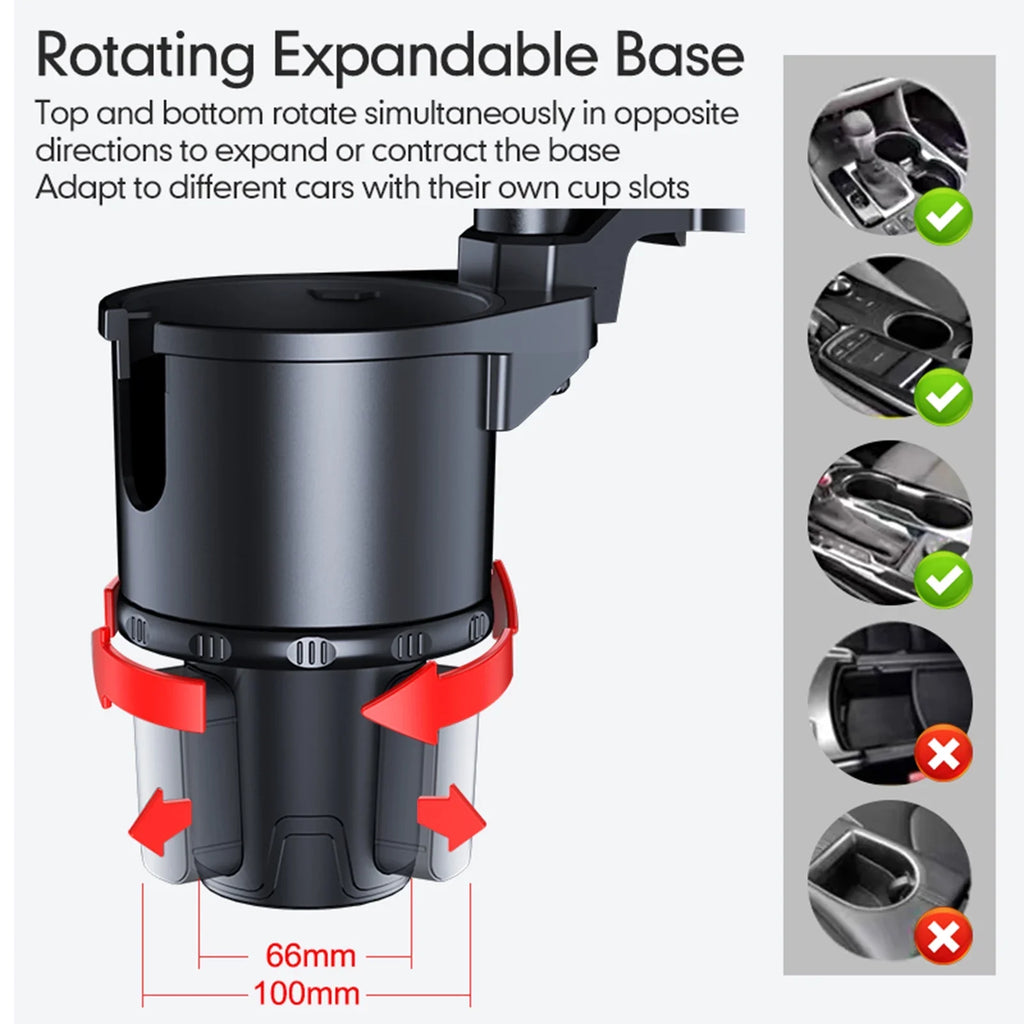 Auto Holder, Adjustable Convenient for Car Seat Front Mobile S, Tray, Back OWSOO Phone Organizer, Expander with Base, Rotation Car 360° Cup Multifunctional Size Holder, Travel