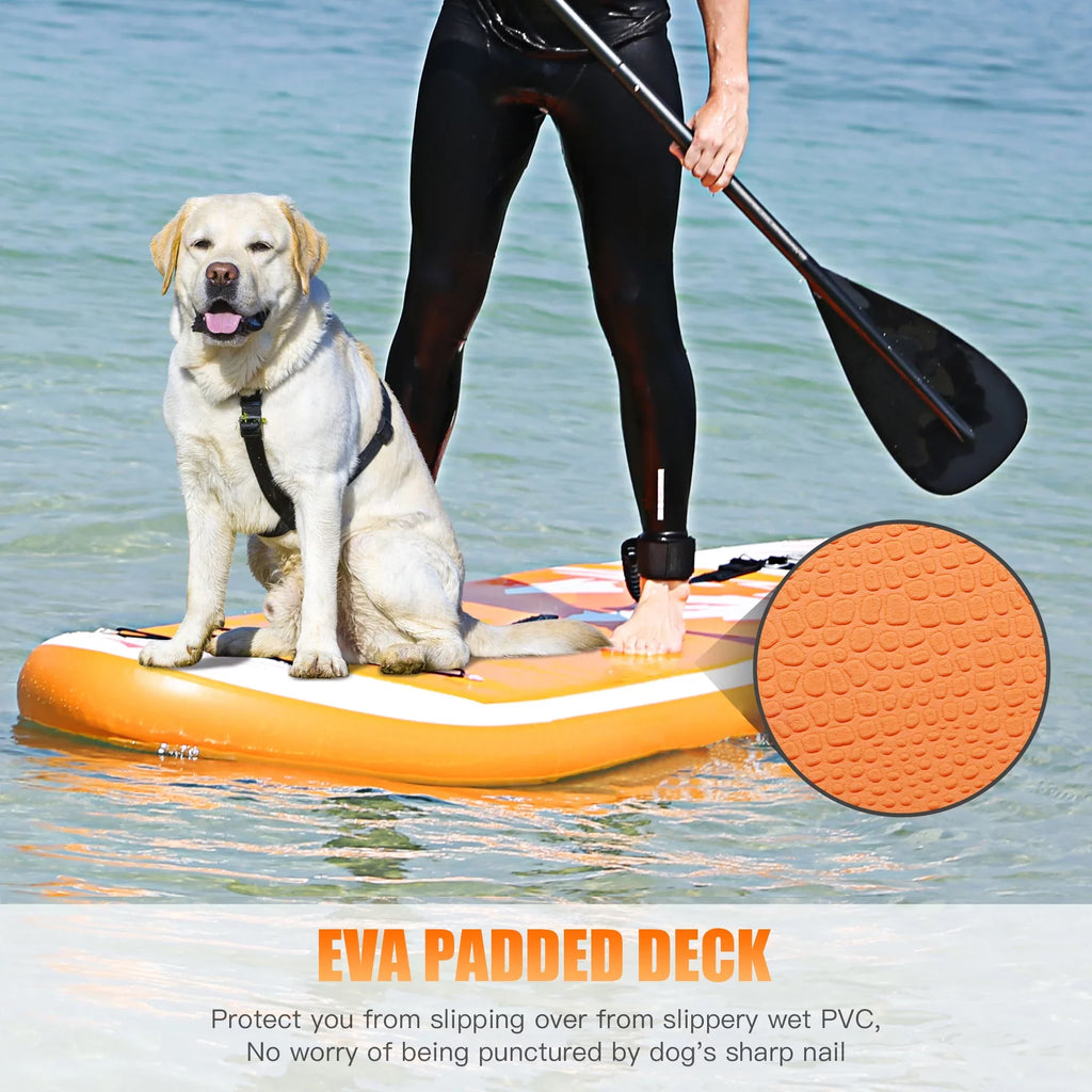 Stance, 10' | Paddle Boat-Orange with 3 Control, (6"Thick) |Youth Inflatable Deck Fin Paddling, Famistar Adult Wide Stand Standing Board Pins Up Non-Slip SUP/ for & Bottom Surf
