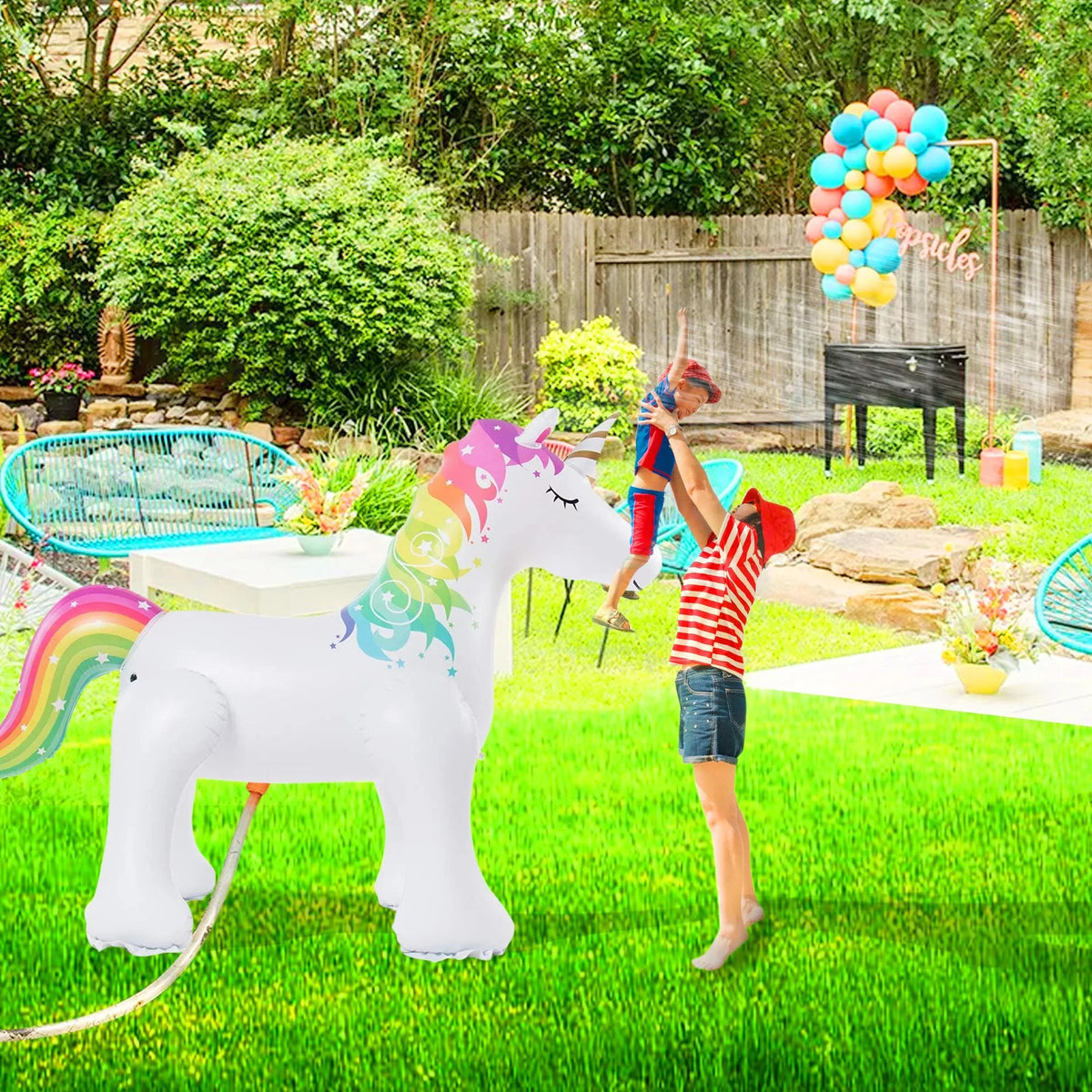 Sprinkler Yard Inch Inflatable for Sprinkler, Unicorn (63 Tall) Unicorn Lawn Kids Irene