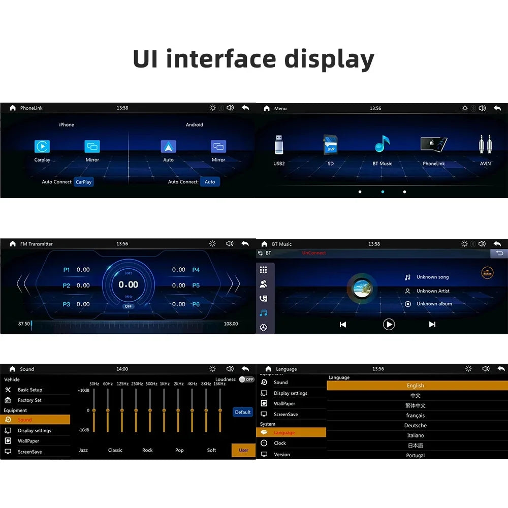 Navigation, Radio Bluetooth,Backup Multimedia AUX, Touch with Android Recorder Player Car Screen Wireless Camera, Receiver Stereo Polarlander Carplay 9.3 Audio Car Inch Car Apple TF, GPS Play Auto,