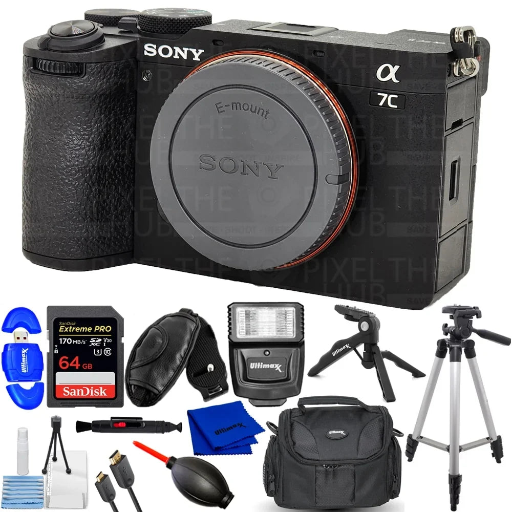 ILCE-7CM2/B Sony Accessory Bundle a7C (Black) 12PC Mirrorless II - Camera