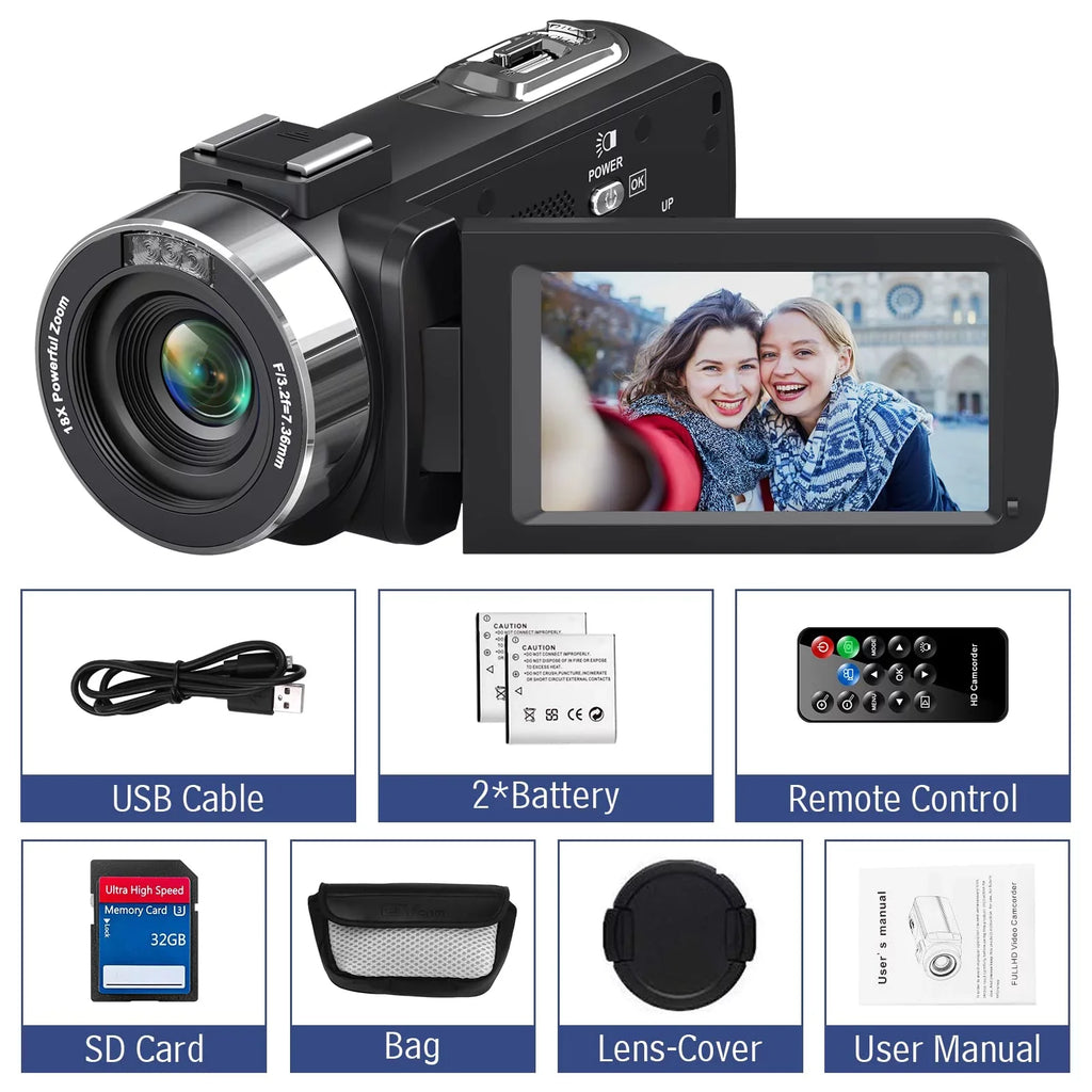 IR 4K for You MARVUE Vlogging with Zoom 48MP 30FPS Camcorder Vision 18X Digital 3.0" Screen Camera Camera Video Night Touch LCD Camera