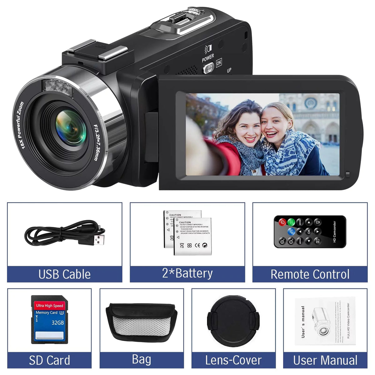 IR 4K for You MARVUE Vlogging with Zoom 48MP 30FPS Camcorder Vision 18X Digital 3.0" Screen Camera Camera Video Night Touch LCD Camera