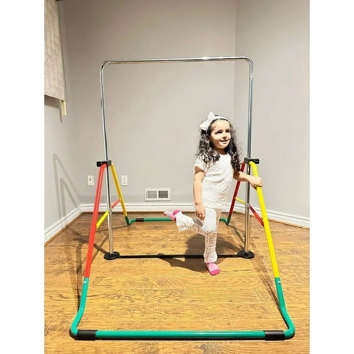 Home for Kids' Monkey Folding Playground Equipment - - Boys/Girls Horizontal Bar Expandable - Gymnastics Kip Training for Height-Adjustable Bar Bar (Red/Yellow) Bar Gymnasts Junior
