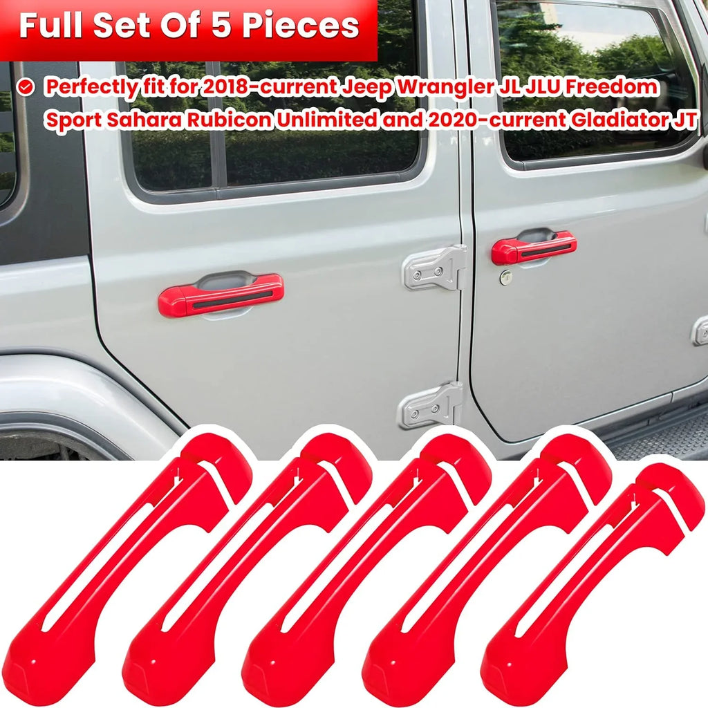 Gladiator E-cowlboy Cover for Jeep Handle JT 5PCS) JLU Wrangler Accessories Sports (Red Unlimited JL & Rubicon 2018-2022 Freedom Inserts Exterior Trim+Tailgate Handle Sahara 2-Door Cover Door 4-Door