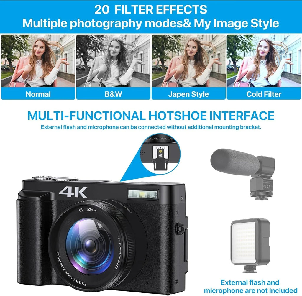 Photography 16X Video 48MP Digital 4K Camera Card 32GB Autofocus Cameras Vlogging for with Camera You for Digital Zoom