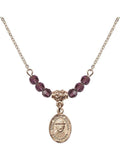 Month with February Birth Molokai Damien Stone Charm Purple Gold Beads Necklace Plated of and Hamilton Saint 18-Inch 4mm