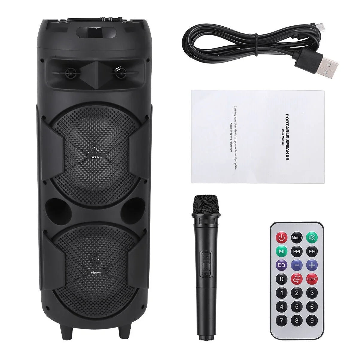 Bluetooth System Bass Speaker 8" Sound 31" Dual & Portable Subwoofer Heavy Mic