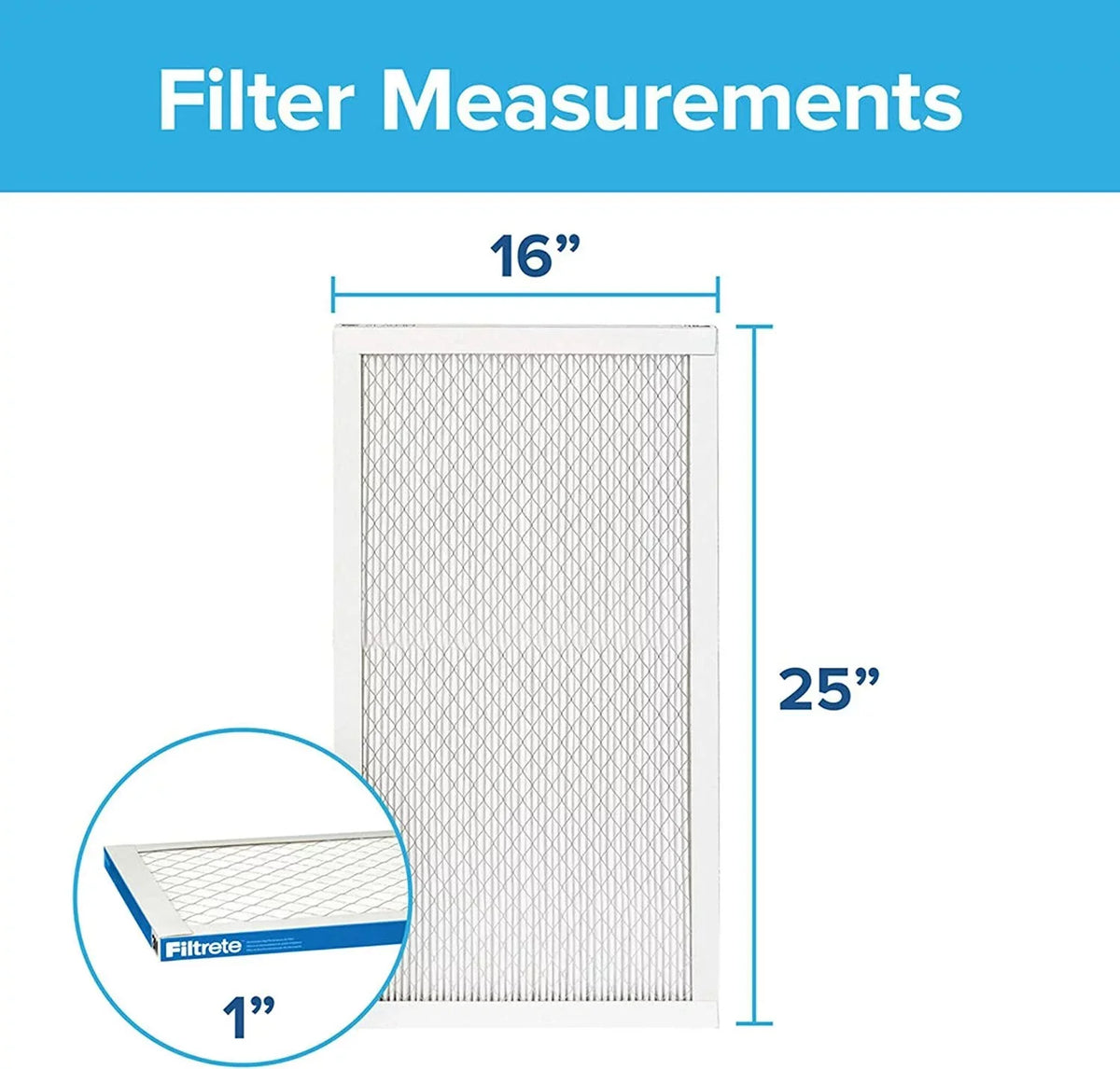 dimensions Filter Allergen, 24.72 Filtrete exact 13, x 1900 16x25x1 MERV Living Air MPR 2-Pack 15.719 x 0.78 Ultimate Healthy