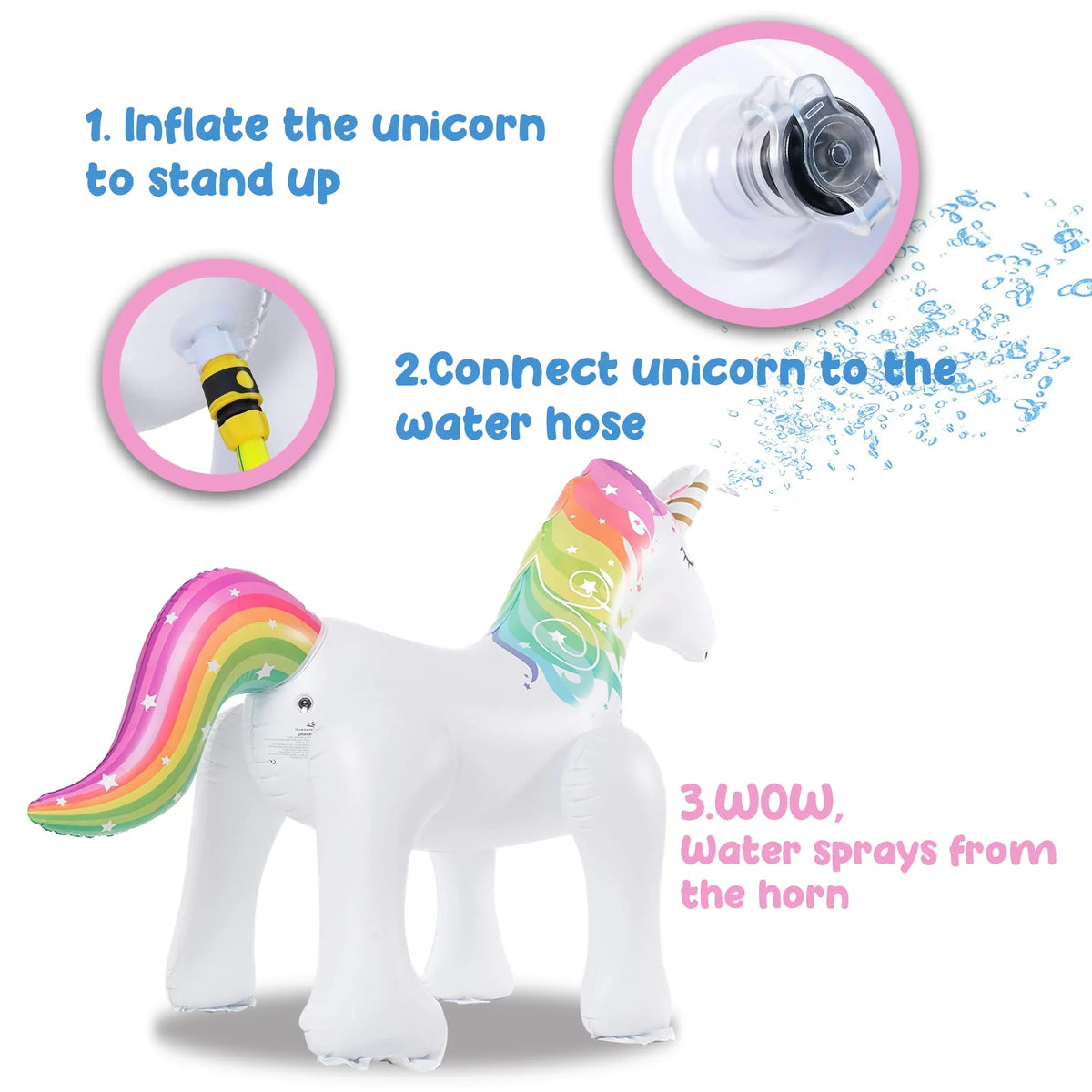 Sprinkler Yard Inch Inflatable for Sprinkler, Unicorn (63 Tall) Unicorn Lawn Kids Irene