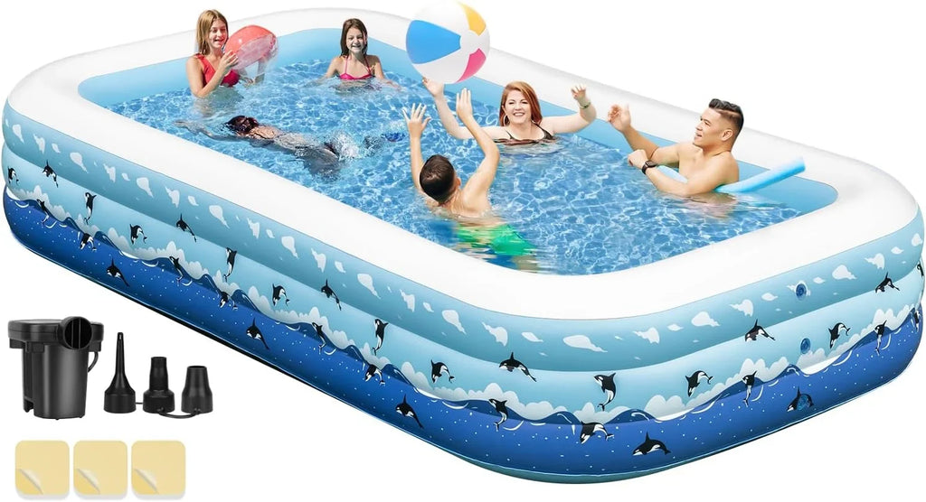 130"x72"x22" Pump, Extra Backyard Inflatable Adults, Family Blow Pool Inflatable Large for Garden Swimming Home Thickened Up Outdoor Pool Full-Sized for Lawn Ground Swimming Above Pools with Indoor