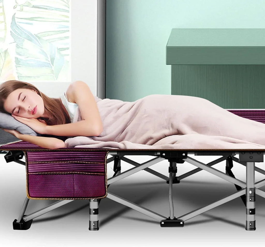 Folding Adjustable - Oxford Camp Heavy Layer, 1200D Travel Duty Camping Cot Outdoor with Mat Bed, Adults for Cots