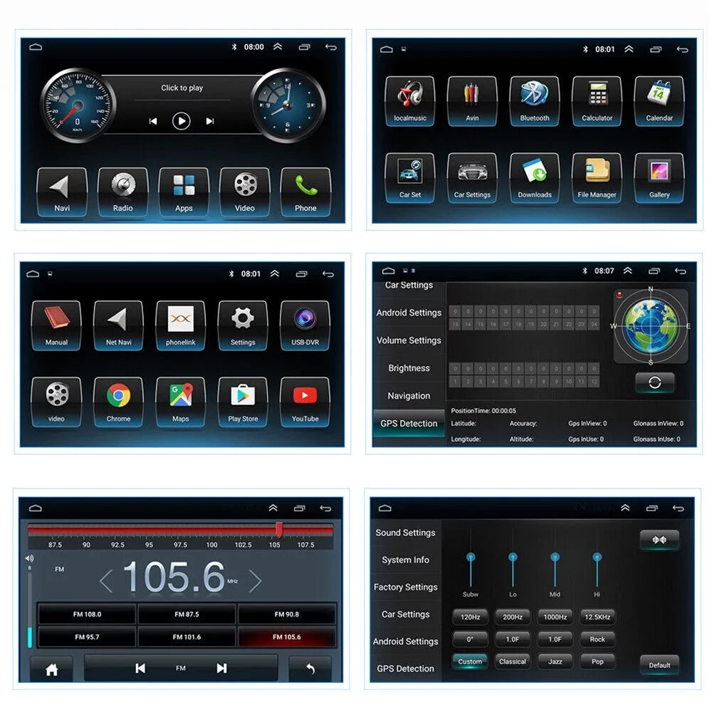 GPS Dual Android Screen Wifi 9.1 Din On-Board Navigation Touch Player Jahy2Tech Inch 10