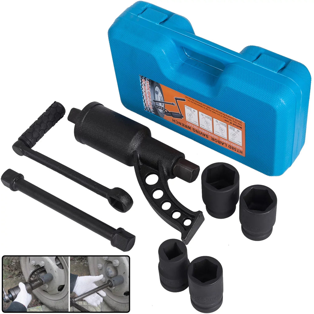 Wrench Labor Torque Multiplier Lug Lugnuts BENTISM Nut 4 Set Saving Sockets w/ Case 1:58