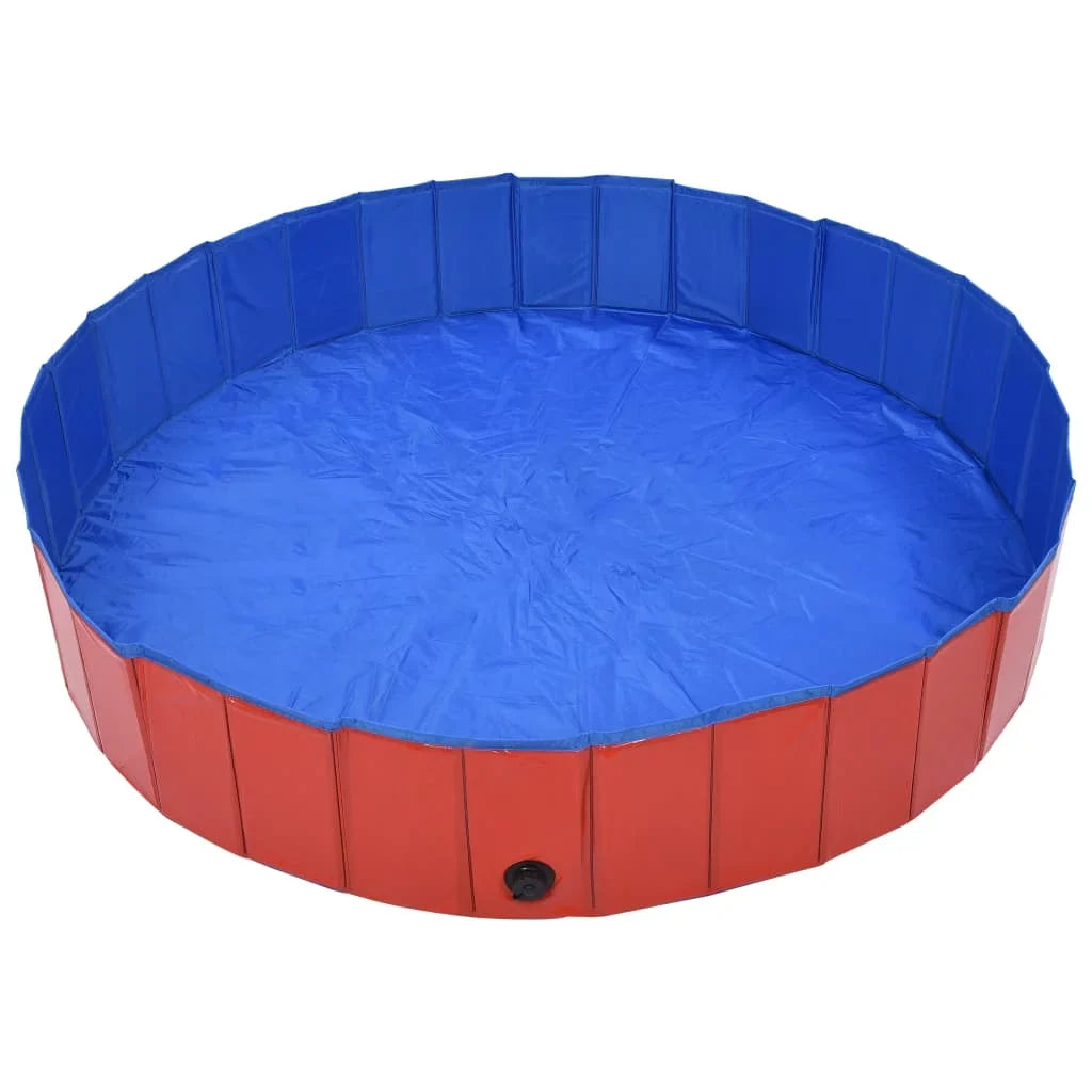 Dog 63"x11.8" Foldable Pool PVC Swimming Red