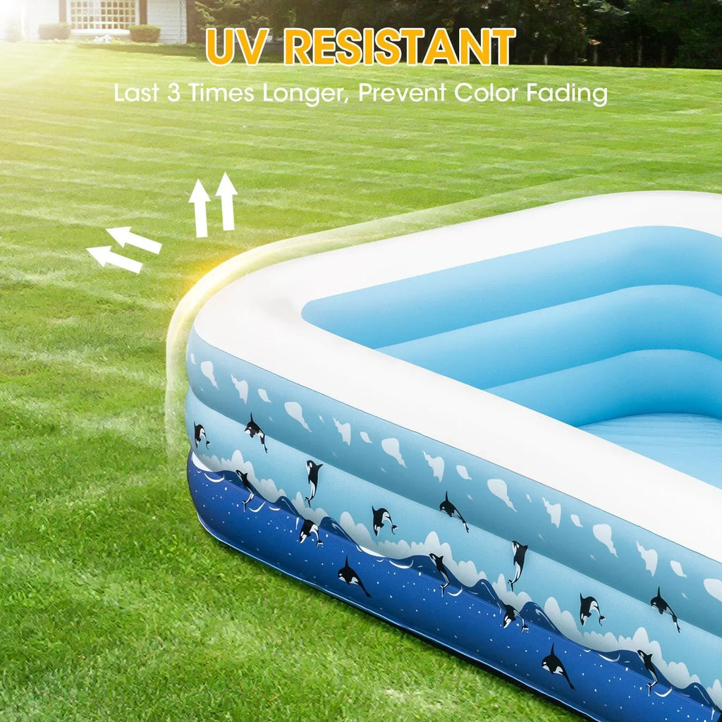 130"x72"x22" Pump, Extra Backyard Inflatable Adults, Family Blow Pool Inflatable Large for Garden Swimming Home Thickened Up Outdoor Pool Full-Sized for Lawn Ground Swimming Above Pools with Indoor