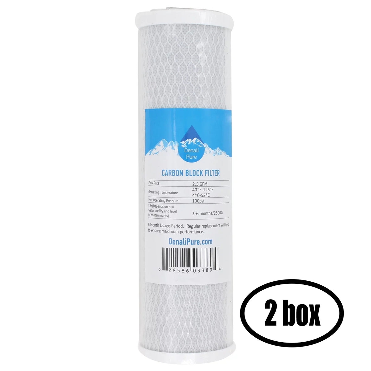 '- Brand Block 10â€ Universal Expres Carbon Flow 10 Liquid Filter for Pur Replacement Pure for 2 Boxes Activated of Housing Filter inch Denali Sump - FH4200W White