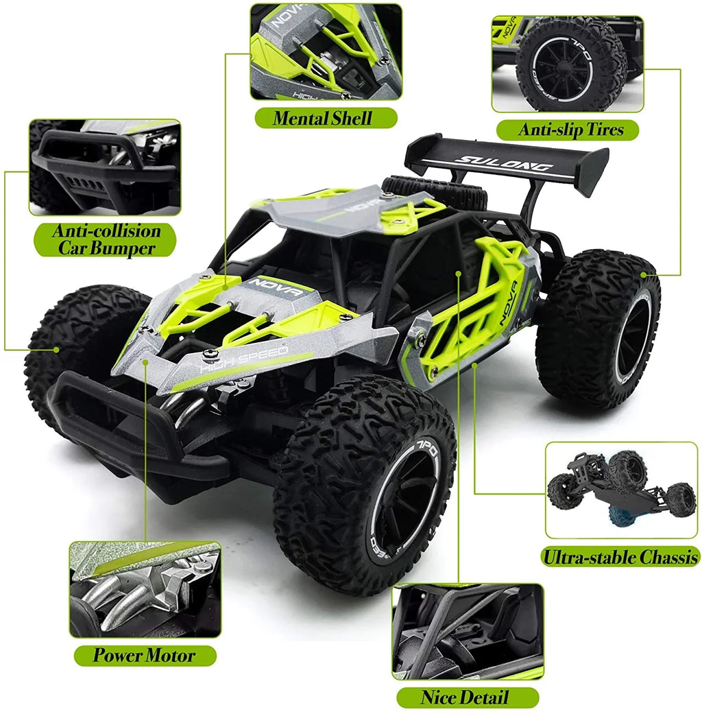 RC Fast with Batteries Car-2WD Kids FENG Racing Remote 8-12 Radio RC 2 Vehicle Rechargeable Cars Toys Control Off-Road 2.4GHz Cars Boys 22km/h (Green) QUN Adult CAR for Gift Years
