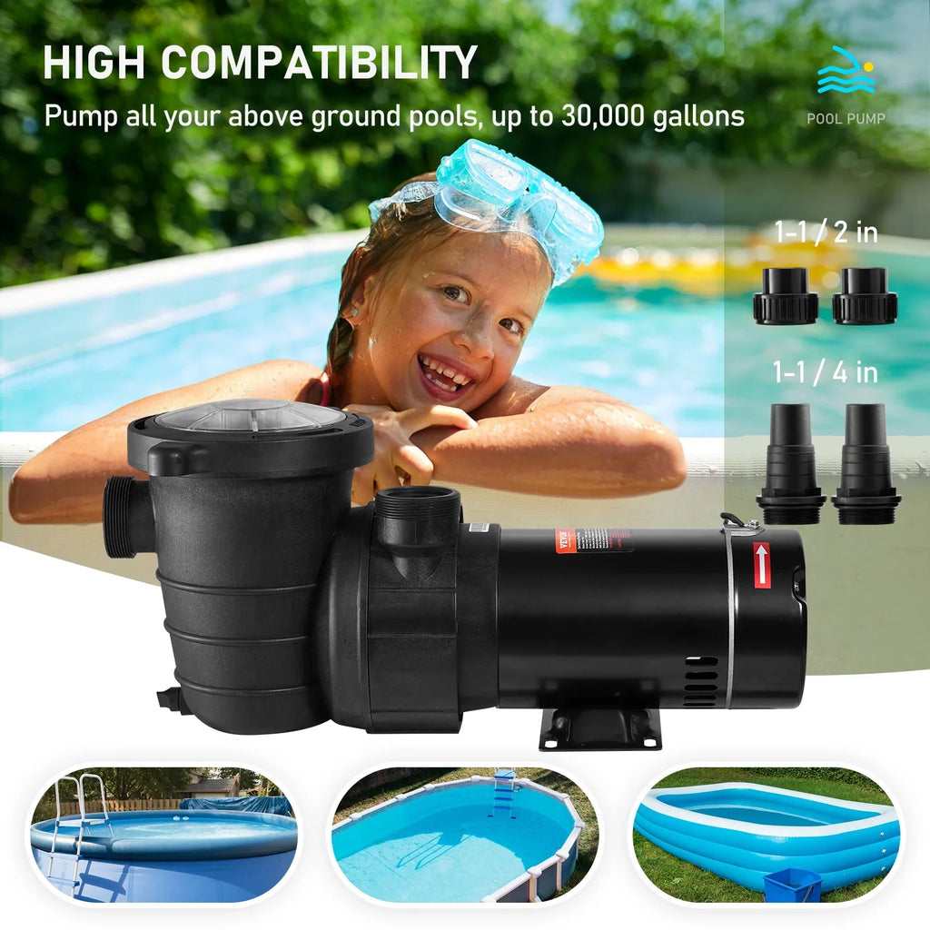 Strainer Pool Ground of Pool 1100W Pump, Flow, Happybuy w/ Basket, for Pumps Single 5280GPH Swimming Speed Above 115V, Max. ETL Certification 1.5HP