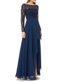 Long Boat Sequined Neck  Sleeve CARMEN Ruffled  MARC Navy Lace  VALVO Maxi 4