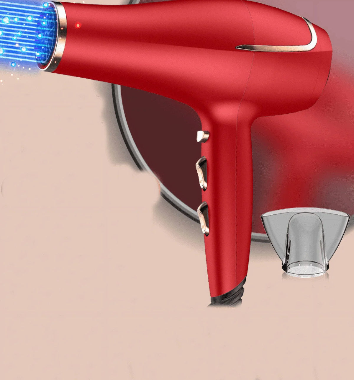 Ionic for and Hair Function Dryer, cold Concentrator air Cool Power 3 and CONFU 2 Shinier hot Button, Settings, High 2300W Dryer, Speed Hair Nozzle(Red) Heat Dryers Results, Shot for Women,