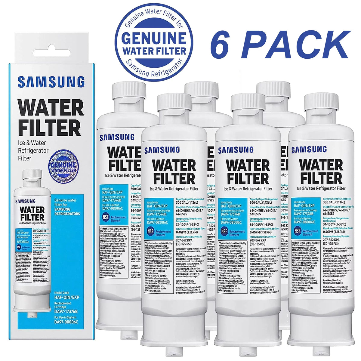 RF23M8070SG Refrigerator HAF-QIN/EXP Liquid Pack DA9717376B of HAF-QIN, 6 Filter DA97-17376B